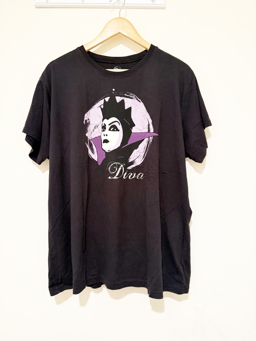 Disney Black 'Diva' Graphic Short Sleeve Tee with Purple Accents